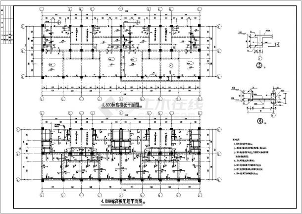 云南五层框架结构住宅楼结构施工图-图二