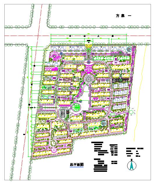 比较详细的一套小区建筑景观规划图纸_图1