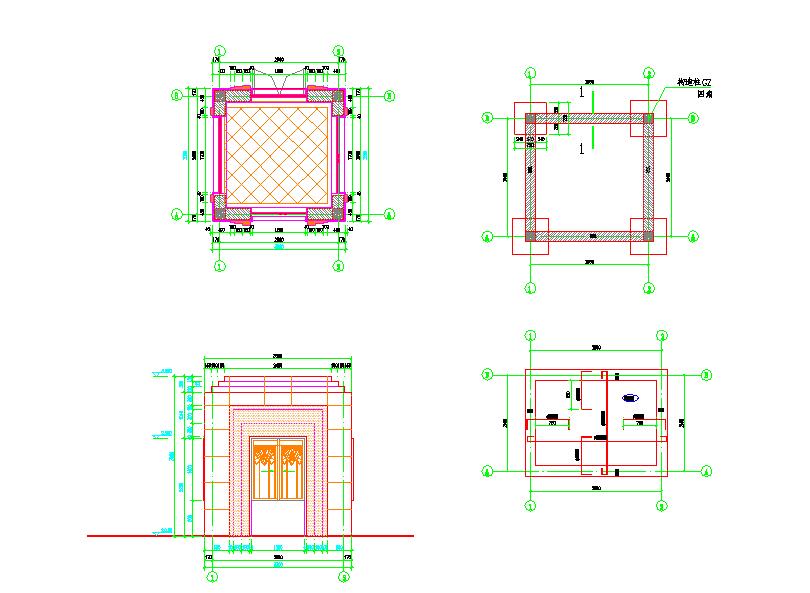 保安亭设计施工cad平立面布置详图