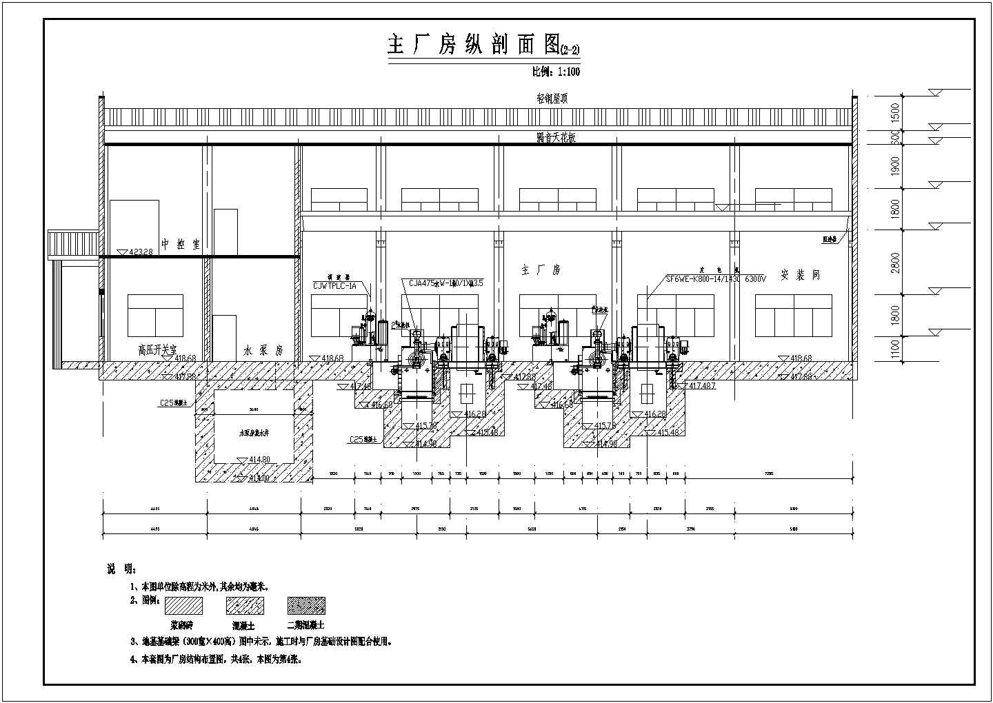 魏家湾水电站发电厂房开挖及结构钢筋图