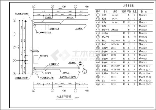 某400立方米矩形消防水池和泵房结构施工图-图二