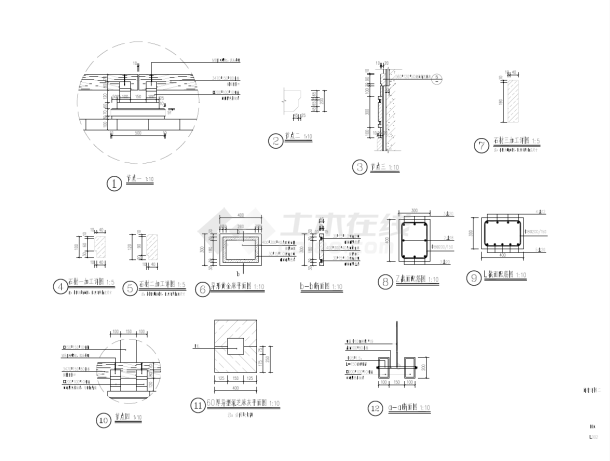 悬臂拉索木廊架施工设计cad布置图纸-图二