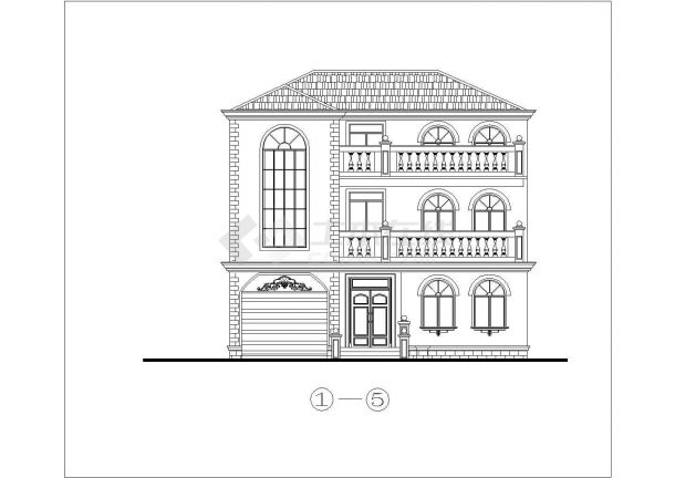某三层简洁型欧式别墅建筑设计施工图-图一