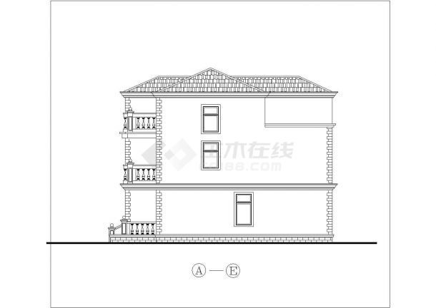 某三层简洁型欧式别墅建筑设计施工图-图二