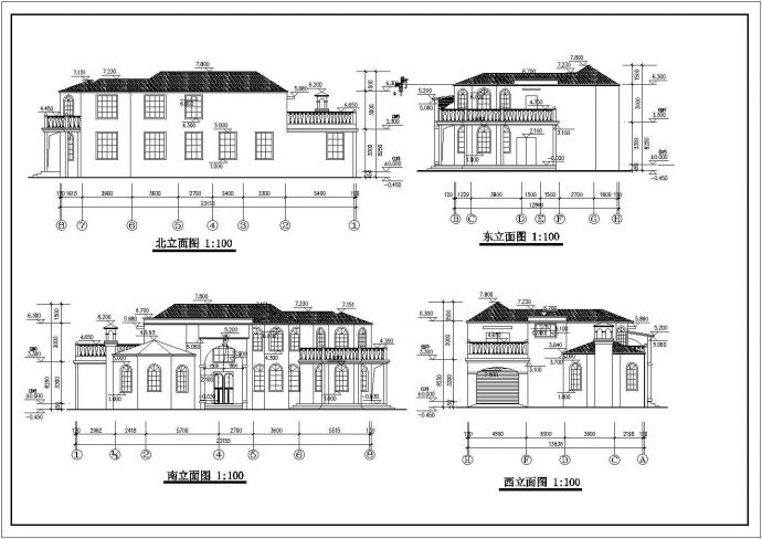 某地两层单体欧式别墅建筑设计图纸_图1