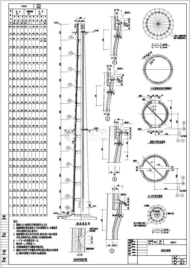 某地120m钢筋混凝土烟囱结构设计施工图