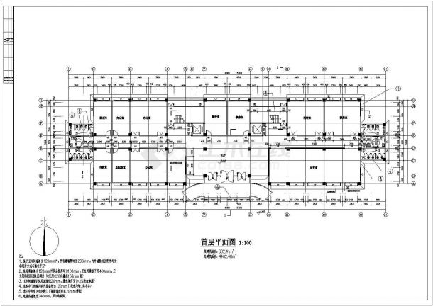 5层4402平米框架办公楼毕业设计（含建筑、结构、计算书）-图一