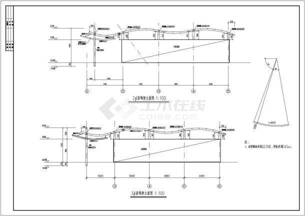 某地钢结构连廊及装饰屋面结构设计施工图-图一