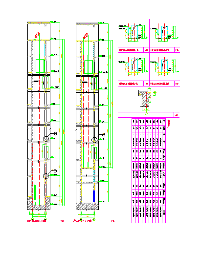 电梯剖面及部分钢结构节点详图-图一
