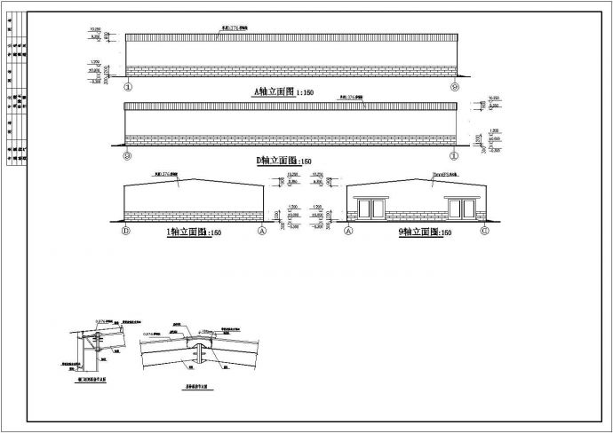 某18米跨带吊车钢结构厂房设计施工图_图1