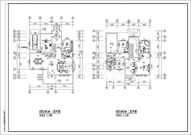 北方某地高档时尚别墅建筑装修设计CAD竣工图-图一