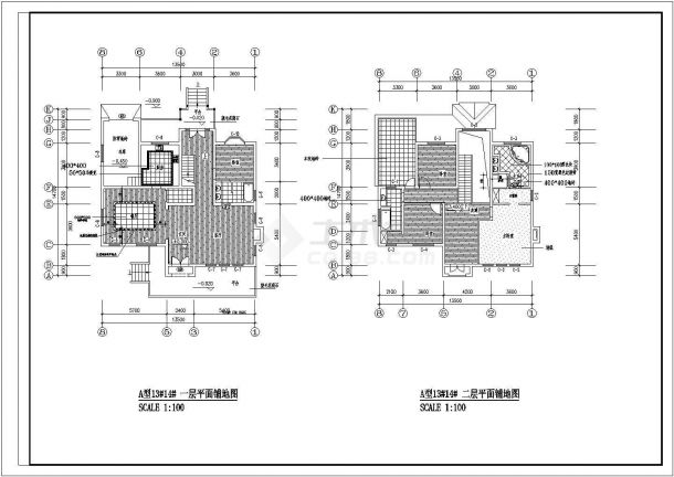 北方某地高档时尚别墅建筑装修设计CAD竣工图-图二