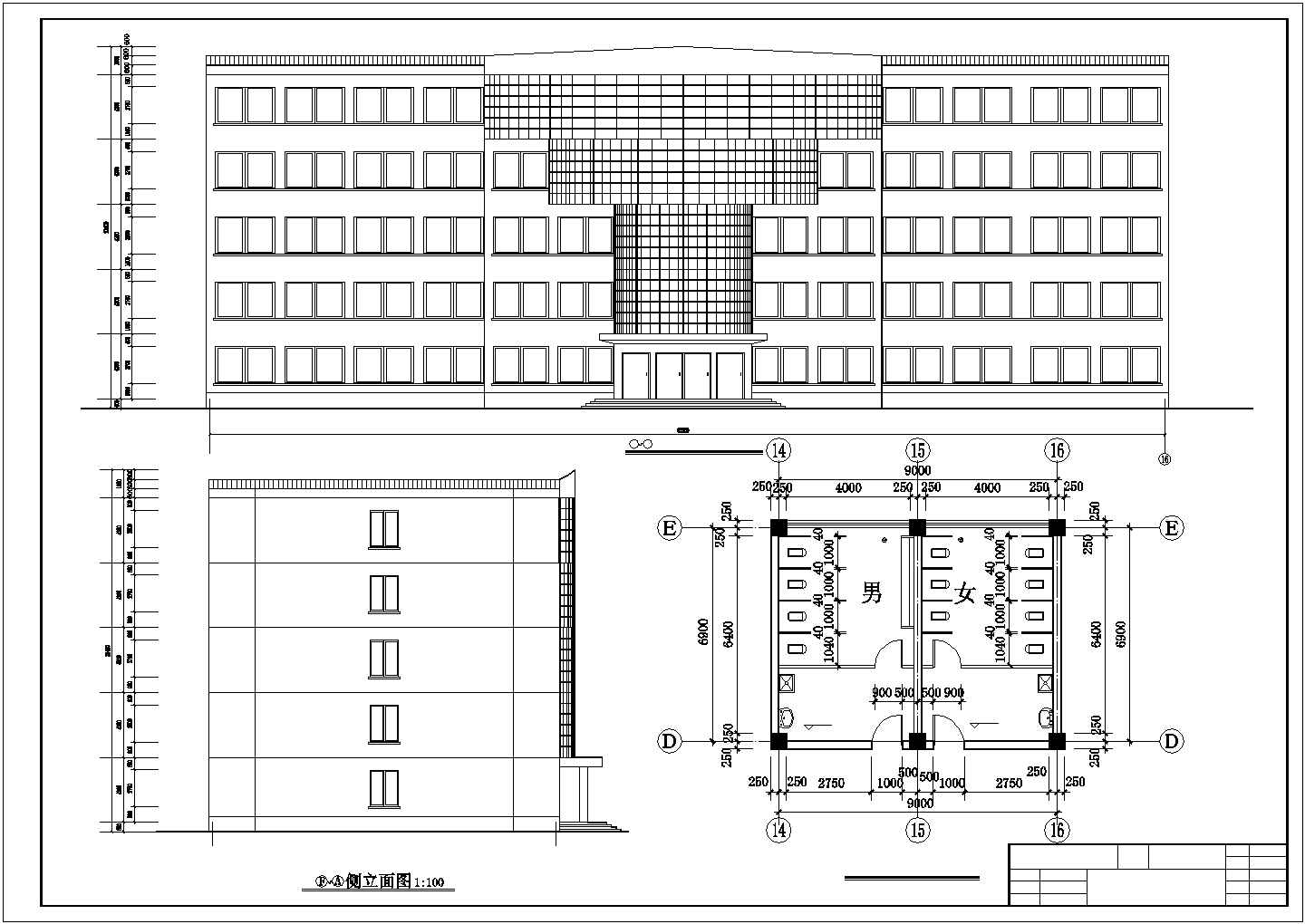 五层5880平米教学楼建筑设计图