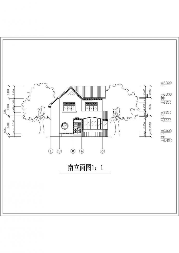 江苏某地区经典两层家庭小别墅建筑设计CAD图纸_图1