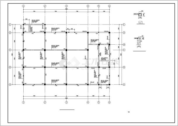 某地5层框架结构办公楼结构设计施工图-图一