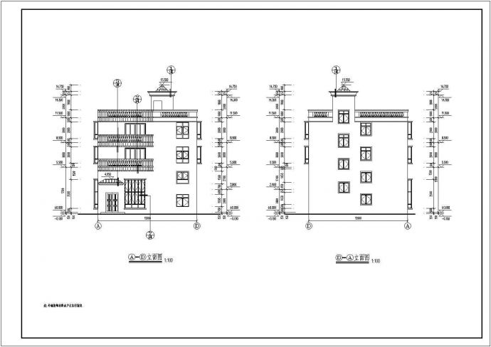 无锡某地区三层私人住宅楼建筑设计cad带室内栏杆大样全套图_图1