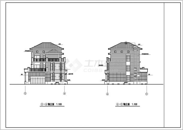 某地区三层别墅建筑设计CAD施工图-图二