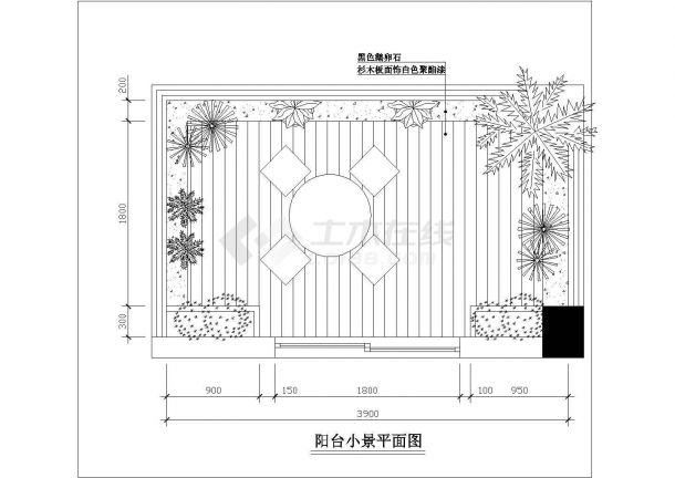 某地区住宅楼阳台小景规划设计施工图-图二