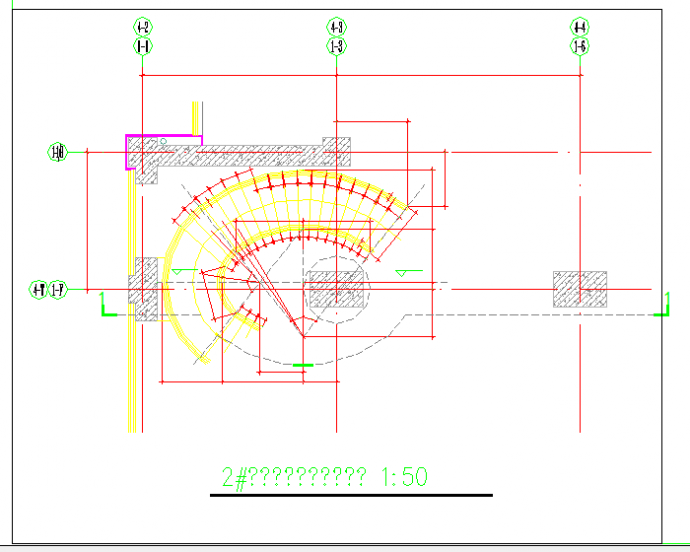 某地区酒店椭圆型楼梯平详细CAD剖面图_图1