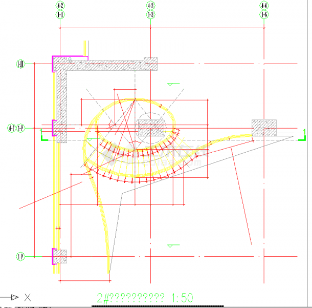 某地区酒店椭圆型楼梯平详细CAD剖面图-图二