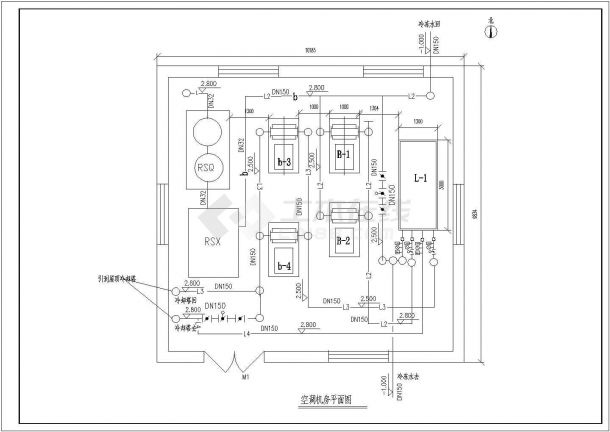 某工程中央空调机房平面图（含设备材料表）-图一