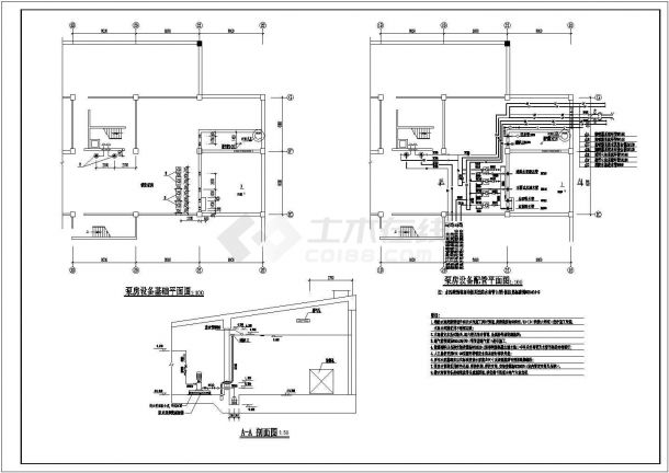 消防泵房设备配管管路系统设计图纸-图一