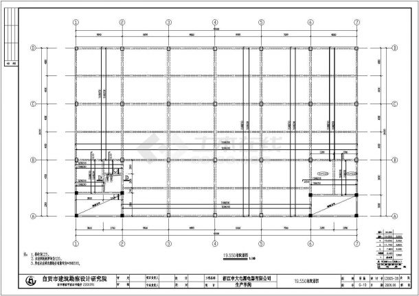 浙江某电器生产车间框架厂房结构施工图-图二