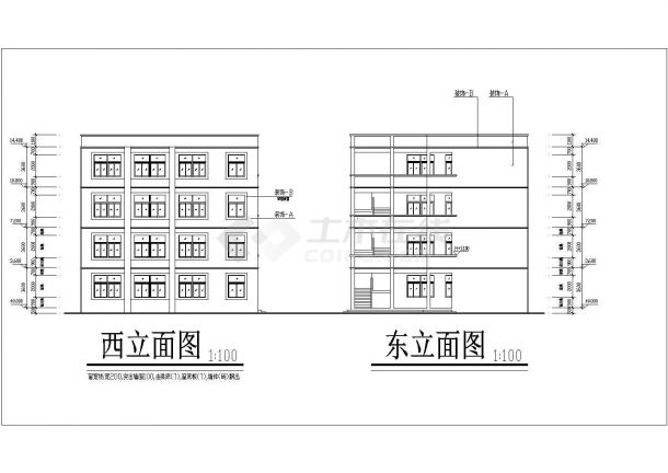 某中学四层综合楼建筑设计施工图纸-图二