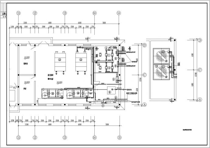 某地区空调制冷机房设计图纸（全套）_图1