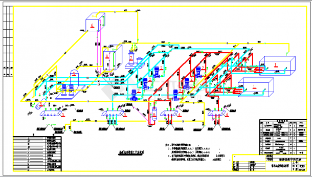 某地区地源热泵机房中央空调管道系统图-图一