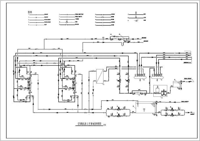 某地区空调机房设备工艺管道原理图_图1