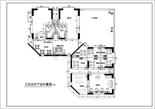 上海市市中心某商业会所CAD设计图-图一