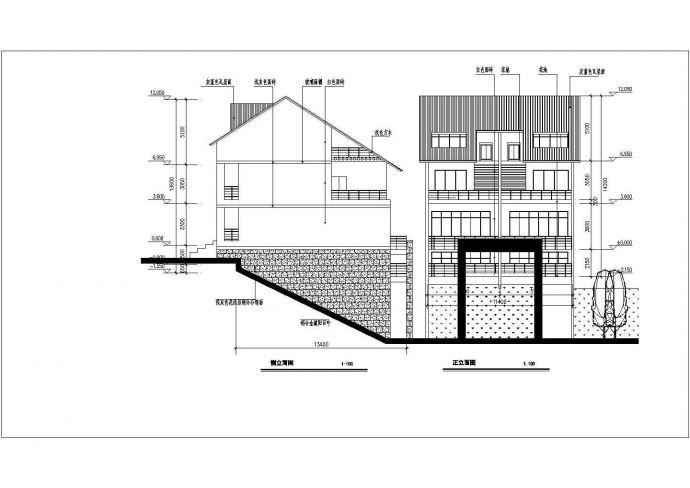 某地区三层双拼别墅建筑设计方案图_图1
