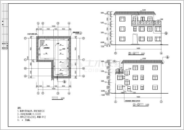 某三层带地下室别墅建筑、结构施工图-图二