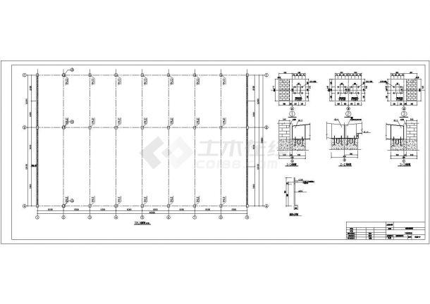 某地砼柱钢屋面单层厂房结构施工图-图一