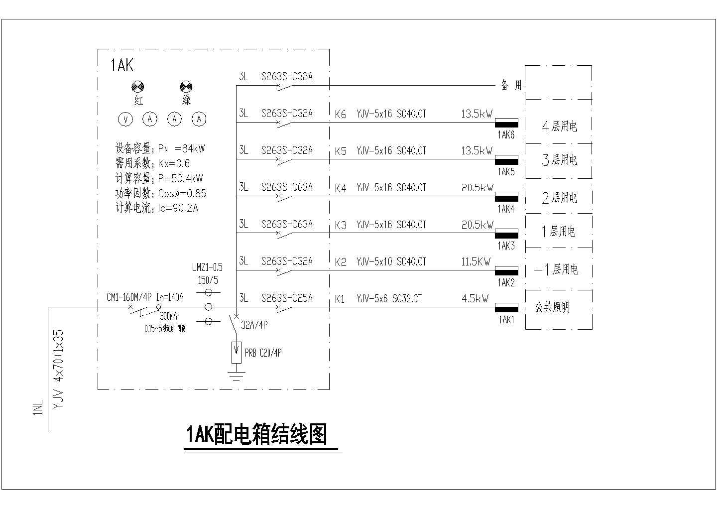 某幼儿园1AK配电箱结电气设计图