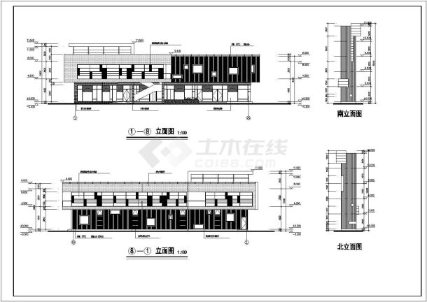 西宁市市区某小区商店CAD建筑施工图-图一