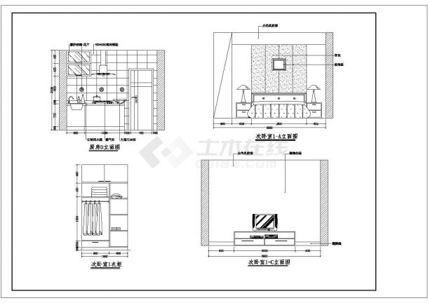 某家装建筑装修设计图纸（共7张）-图二