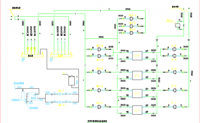 杭州某地区高校机房空调冷源管路系统流程设计cad图_图1