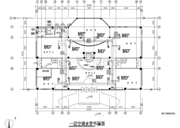 办公楼的空调管平面布置图（全套）-图一