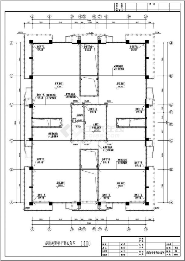 某地区二类高层商住楼防雷设计CAD图-图二