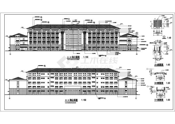 某水电站五层办公楼建筑设计施工图-图一