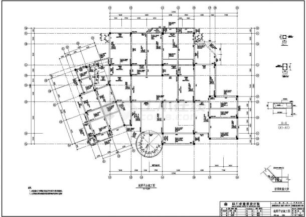 成都某小区B号楼框架结构设计施工图-图一