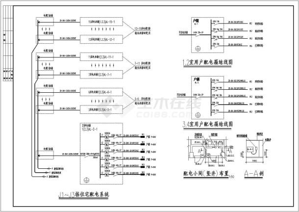 某地区住宅楼配电设计CAD系统图-图一