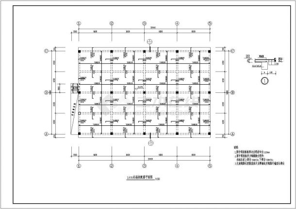 某地二层框架库房结构设计施工图纸-图一