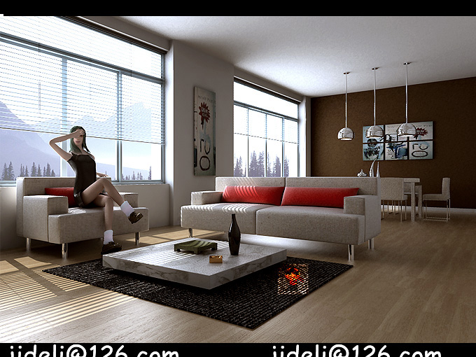 VR渲染的客厅效果图模型
