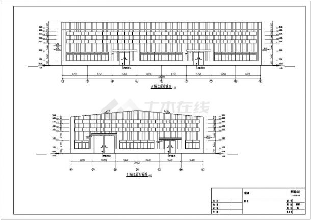 武汉某双坡双跨轻型门式钢架厂房结构施工图-图一