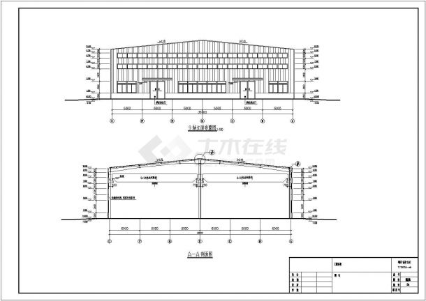武汉某双坡双跨轻型门式钢架厂房结构施工图-图二