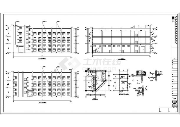杭州某三层框架结构厂房建筑施工图-图二