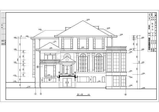 某仿古豪华别墅建筑CAD施工设计图-图二